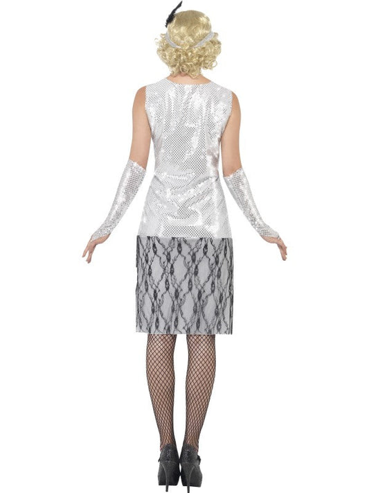 Smiffys Roaring 20s Charleston Damenkostüm – Silber Sequin Kleid - Fasnacht24.ch