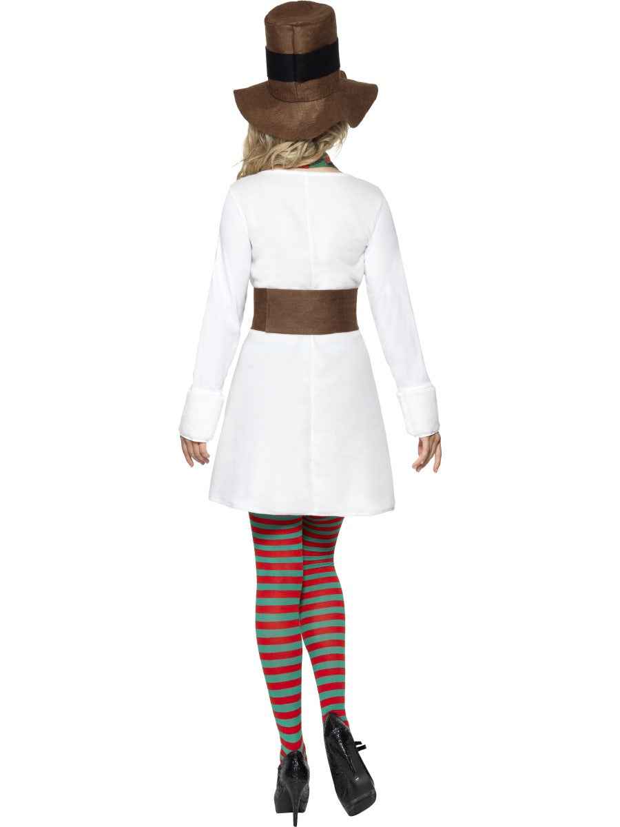 Smiffys Schneefrau Kostüm Damen Weiss Braun mit Kleid, Hut, Schal – Detailansicht