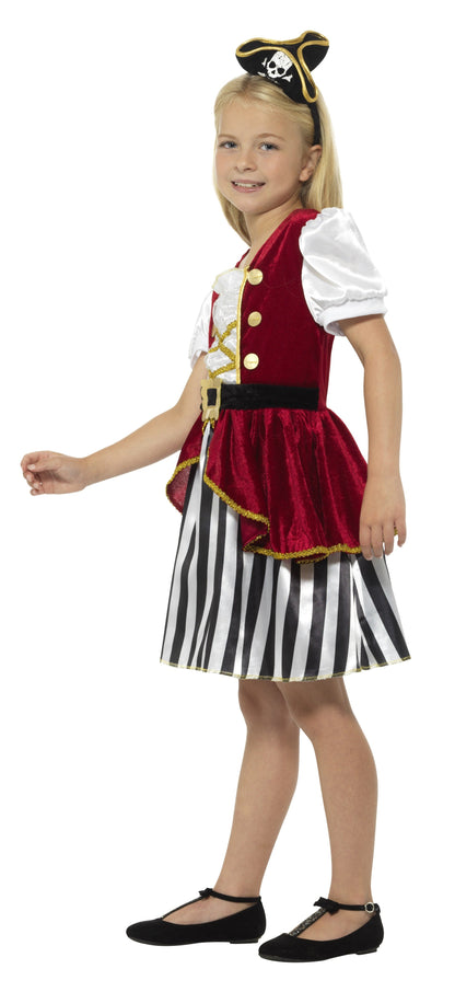 Smiffys Smilla Piratenbraut Kinderkostüm mit gestreiftem Kleid & Hut – Seitenansicht