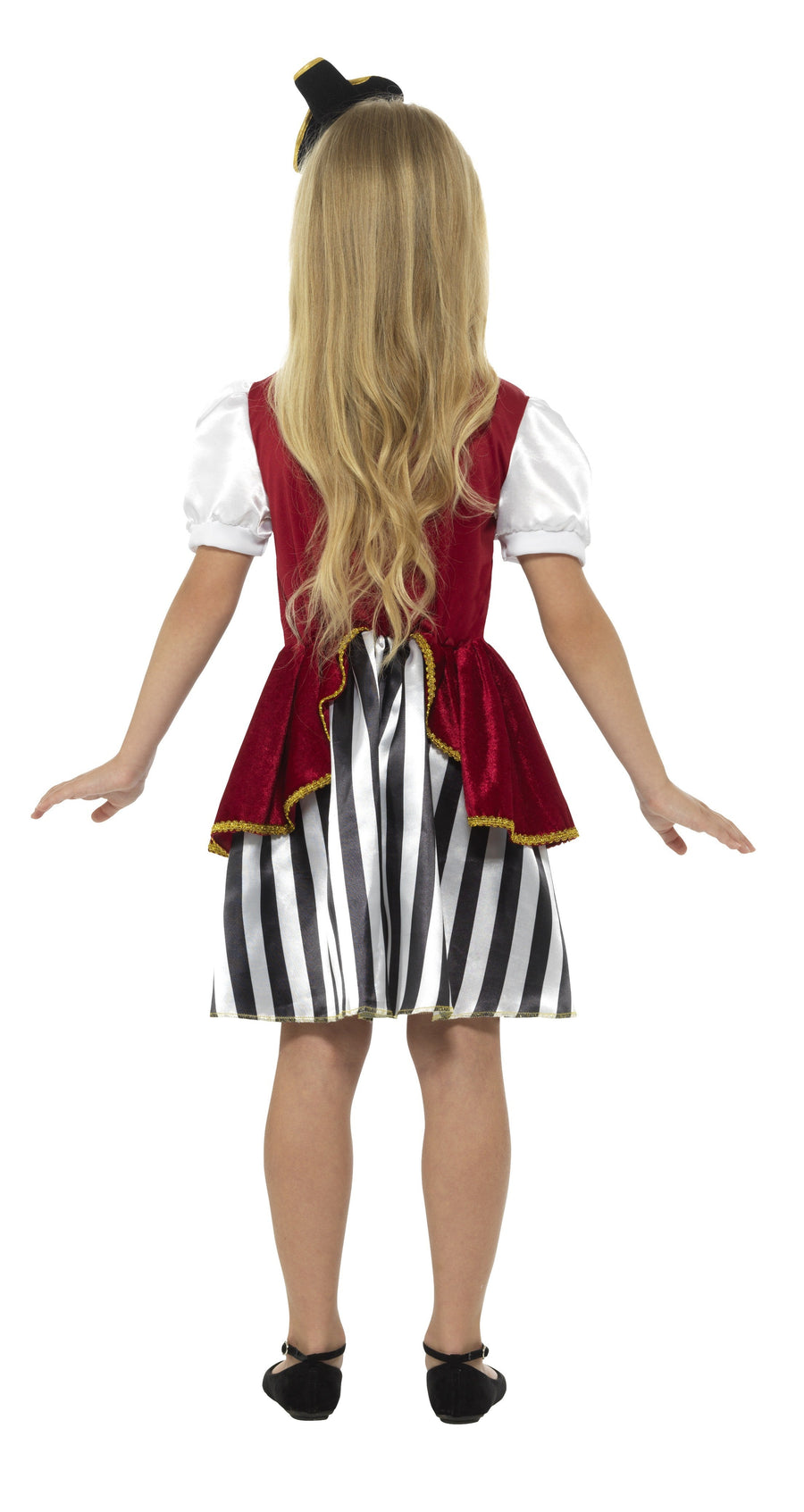Smiffys Smilla Piratenbraut Kinderkostüm mit gestreiftem Kleid & Hut – Detailansicht