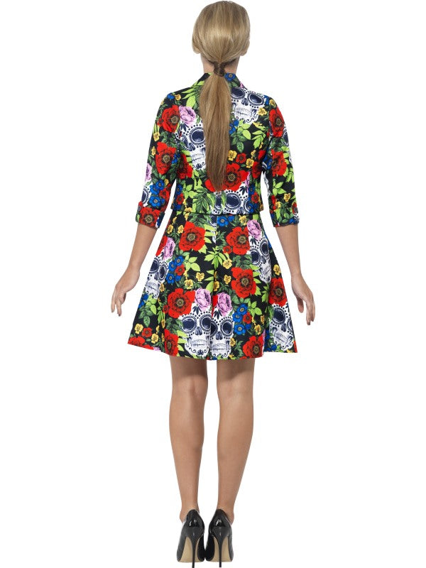 Smiffys Tag der Toten Damen Kleid mit Jacke – Bunte Zucker-Schädel - Fasnacht24.ch