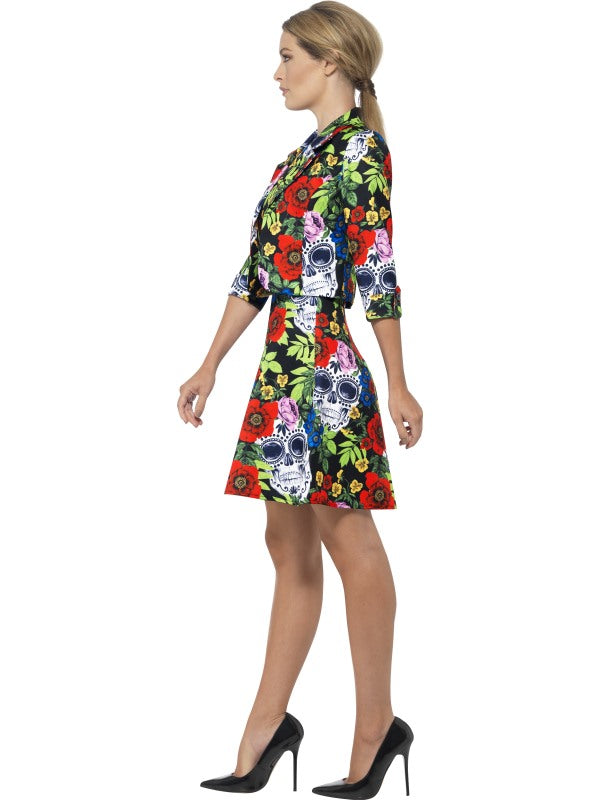 Smiffys Tag der Toten Damen Kleid mit Jacke – Bunte Zucker-Schädel - Fasnacht24.ch