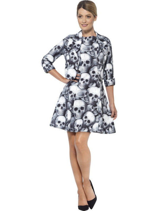 Smiffys Damen Kostüm Set – Schwarzes Totenkopf Kleid & Jacke - Fasnacht24.ch