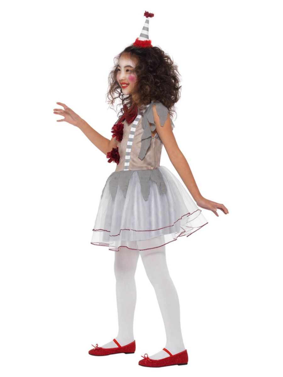Smiffys Vintage Clown Mädchen Kostüm – Graues Fransen Kleid & Hut - Fasnacht24.ch