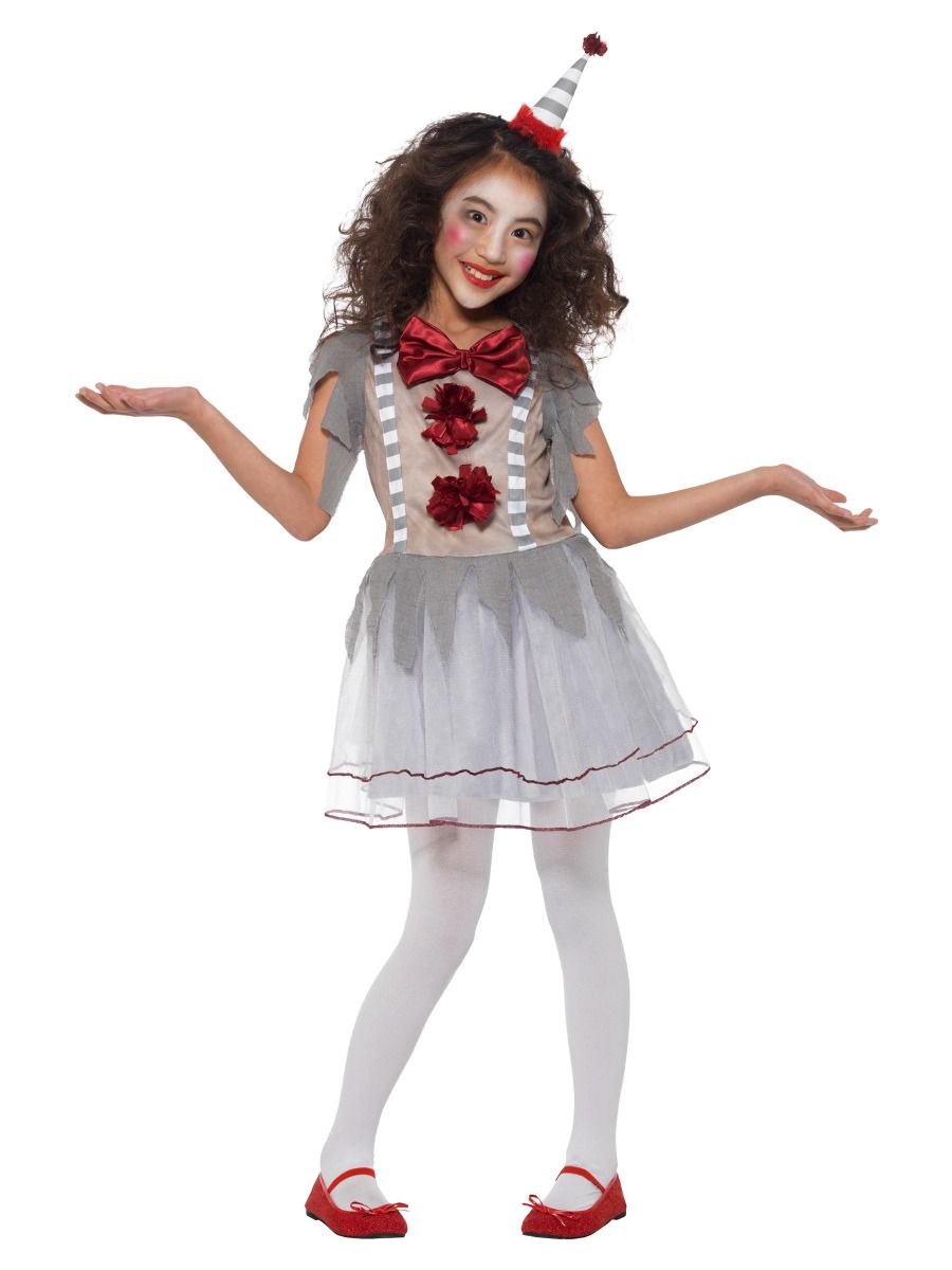 Smiffys Vintage Clown Mädchen Kostüm – Graues Fransen Kleid & Hut - Fasnacht24.ch