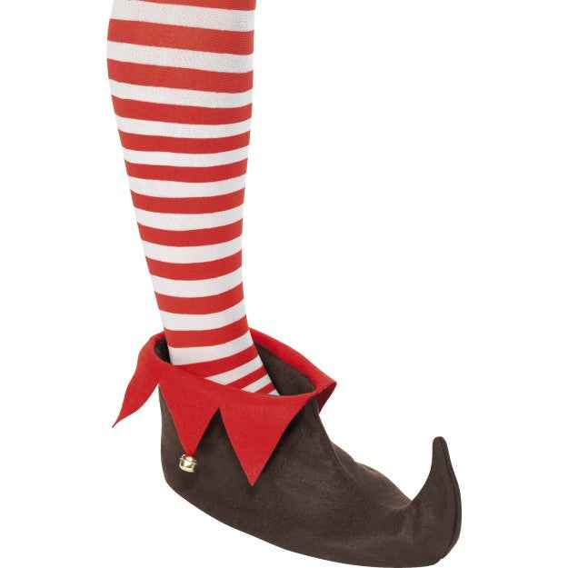 Elf Schuhe Smiffys – Rote Und Braune Polyester Wichtel Schuhe Für Erwachsene - Fasnacht24.ch