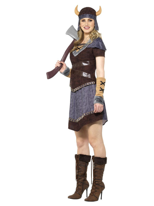 Viking Lady Kostüm – Smiffys Damenkostüm Aus 100% Polyester Mit Faux-Leder - Fasnacht24.ch