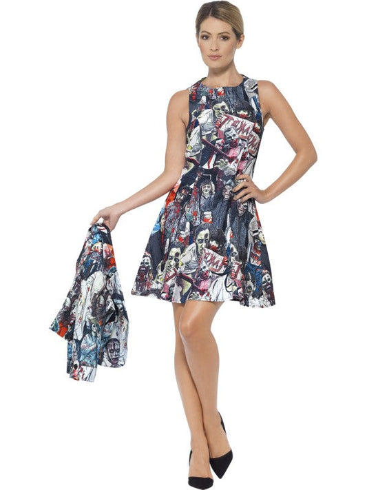 Smiffys Zombie Damenkostüm – Schwarzes Multicolor Halloween Outfit - Fasnacht24.ch