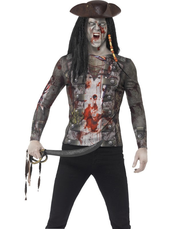 Smiffys Zombie Piraten 3D Herrenhemd mit Blut Effekten leicht - Fasnacht24.ch