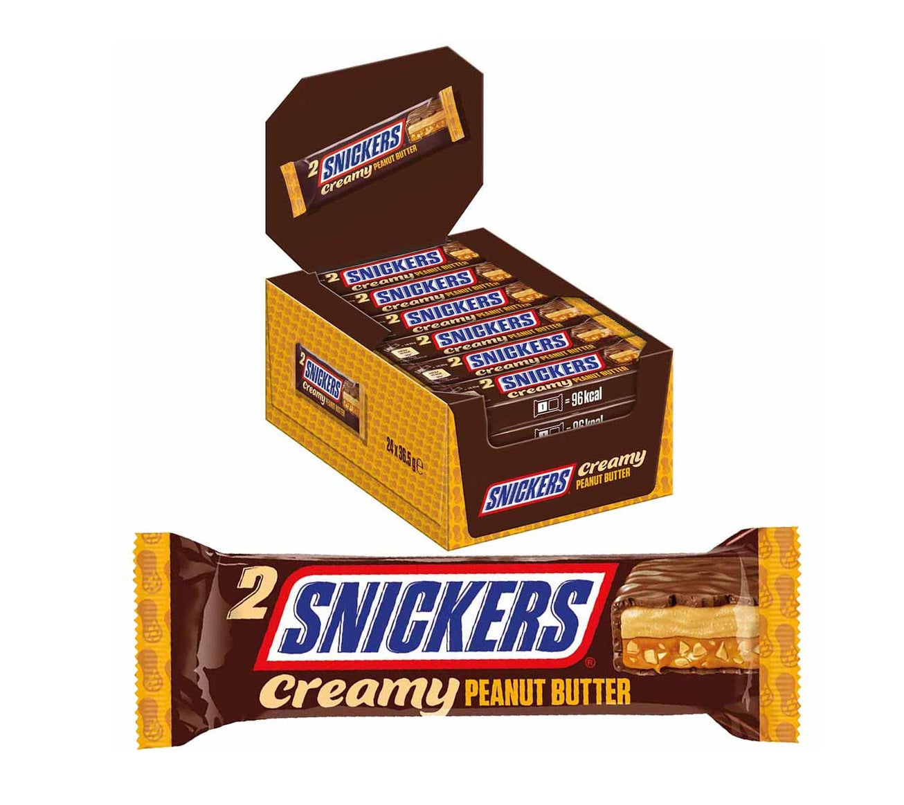 Snickers Creamy Peanut Butter 24x36,5g Riegel Packung – Produktansicht