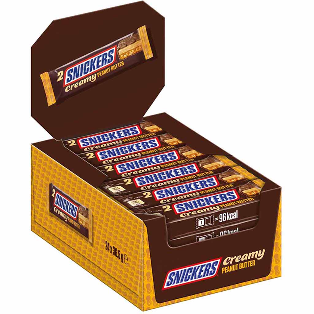Snickers Creamy Peanut Butter 24x36,5g Riegel Packung – Detailansicht