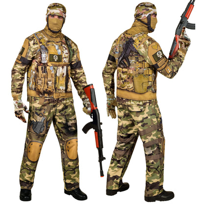"SOLDAT FAST COSTUME" (Oberteil, Hose, Handschuhe, Maske) – Detailansicht