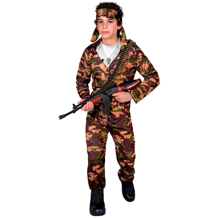 "SOLDAT" (Oberteil, Hose, Gürtel, Stirnband) – Vorderansicht