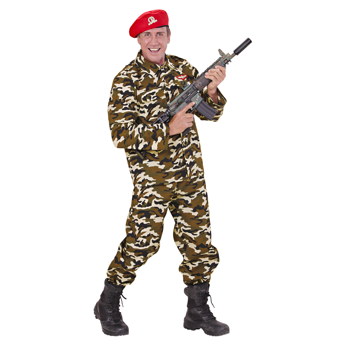 "SOLDAT" (Oberteil, Hose, Mütze) – Detailansicht