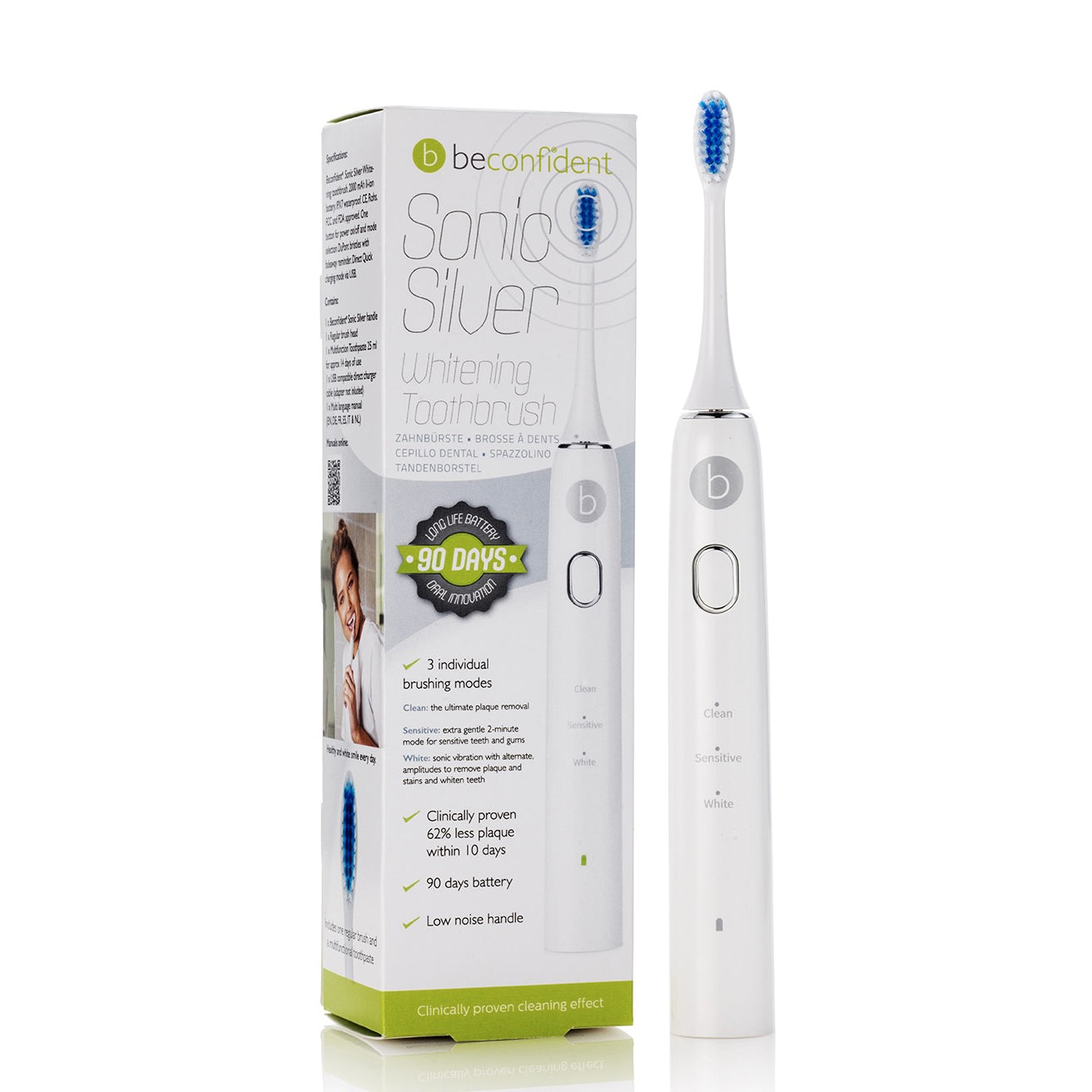 BECONFIDENT BECONFIDENT Sonic Silver Elektrische Whitening Zahnbürste Weiß-Silber Kosmetik
