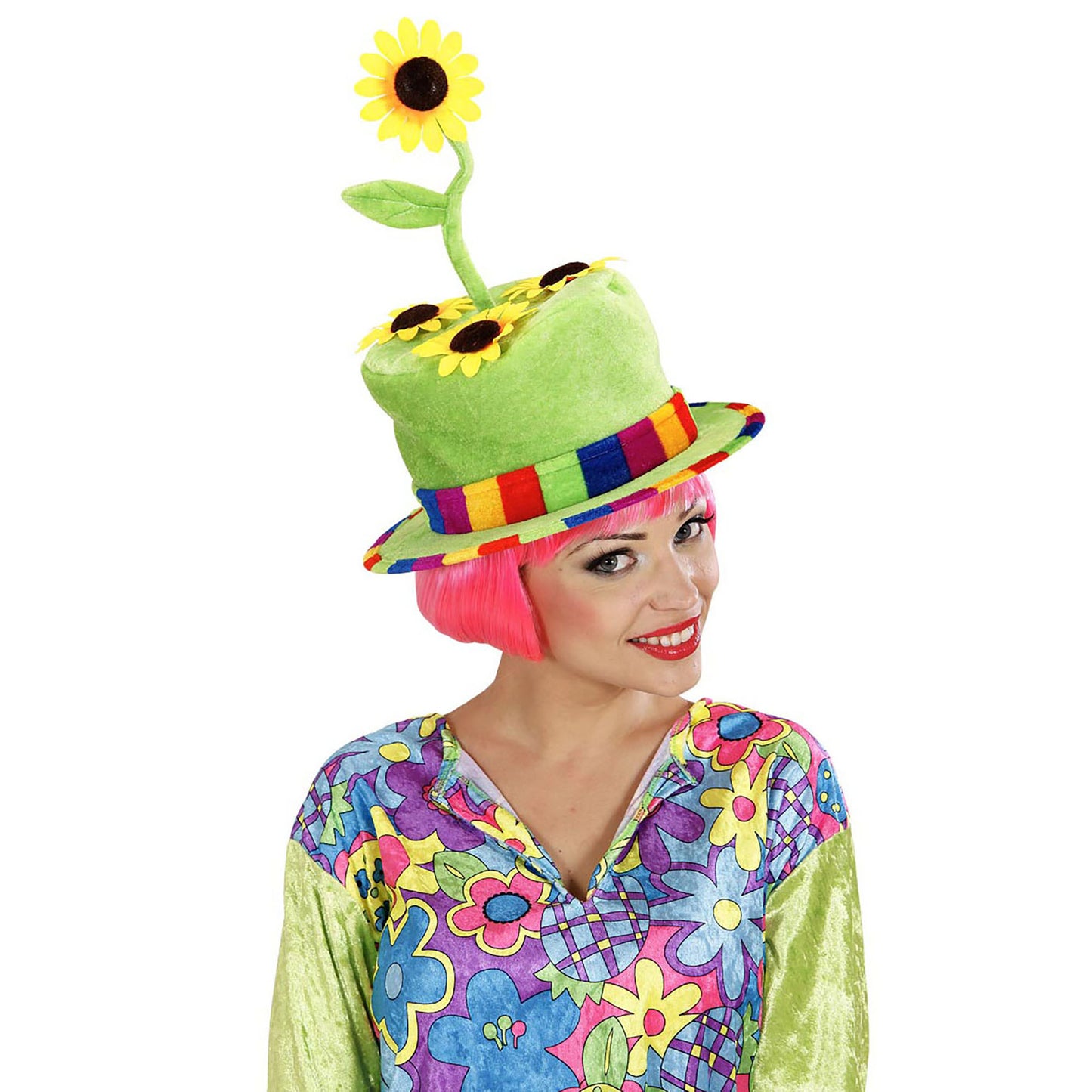 "SONNENBLUMEN HUT AUS SAMT" – Detailansicht