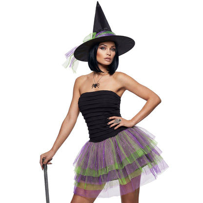 "SPARKLING HEXE" (Kleid mit Tutu, Hut) – Vorderansicht