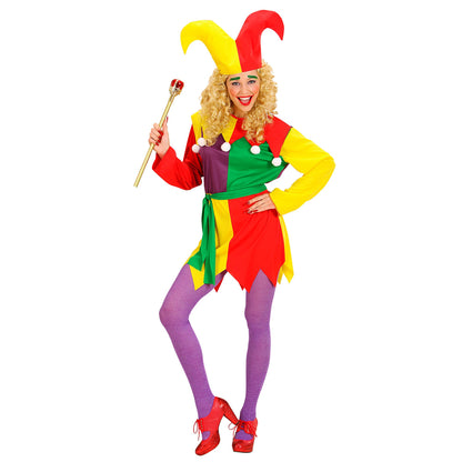 "SPASSVOGEL" (Kleid, Gürtel, Hut) – Vorderansicht