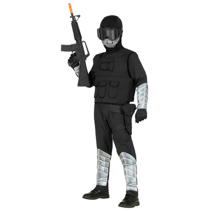 "SPECIAL FORCES" (Overall, Einsatzweste, Maske mit Kapuze, Brille, Gürtel mit Holster, Armschoner, Schienbeinschoner, Handschuhe) – Ansicht 3