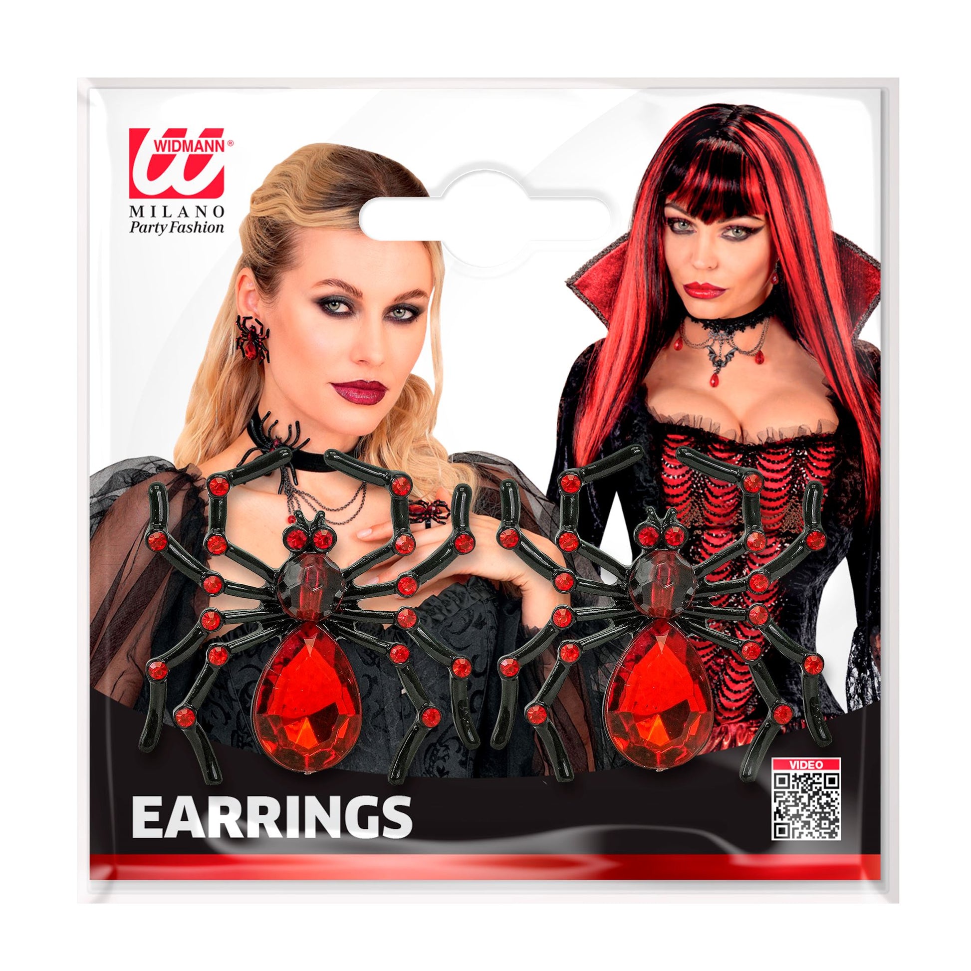 "SPINNEN OHRRINGE MIT EDELSTEIN & ROTEM STRASS" – Detailansicht