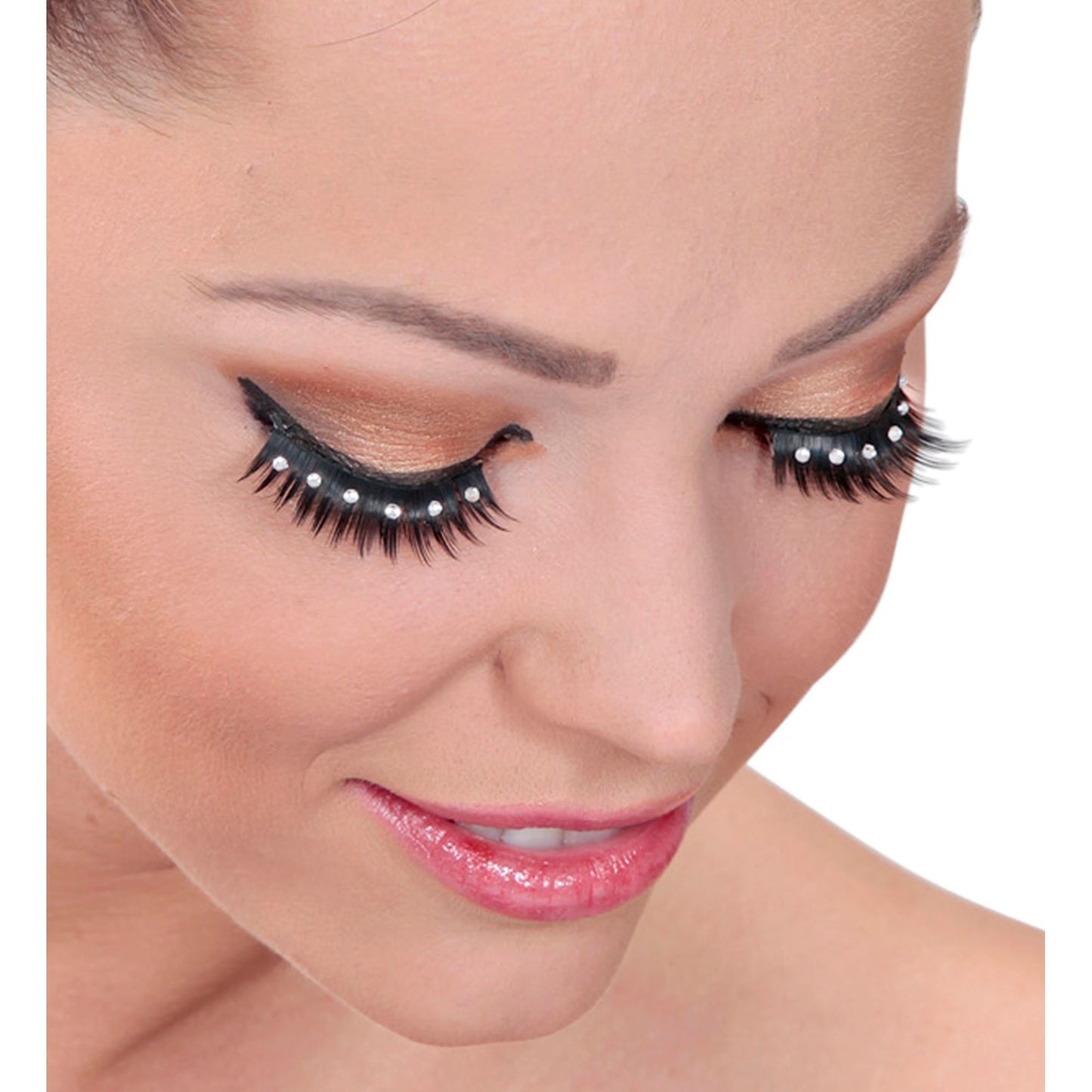 "SPITZ-WIMPERN SCHWARZ MIT STRASS"in Box mit Klebstoff in Glasflasche – Ansicht 3