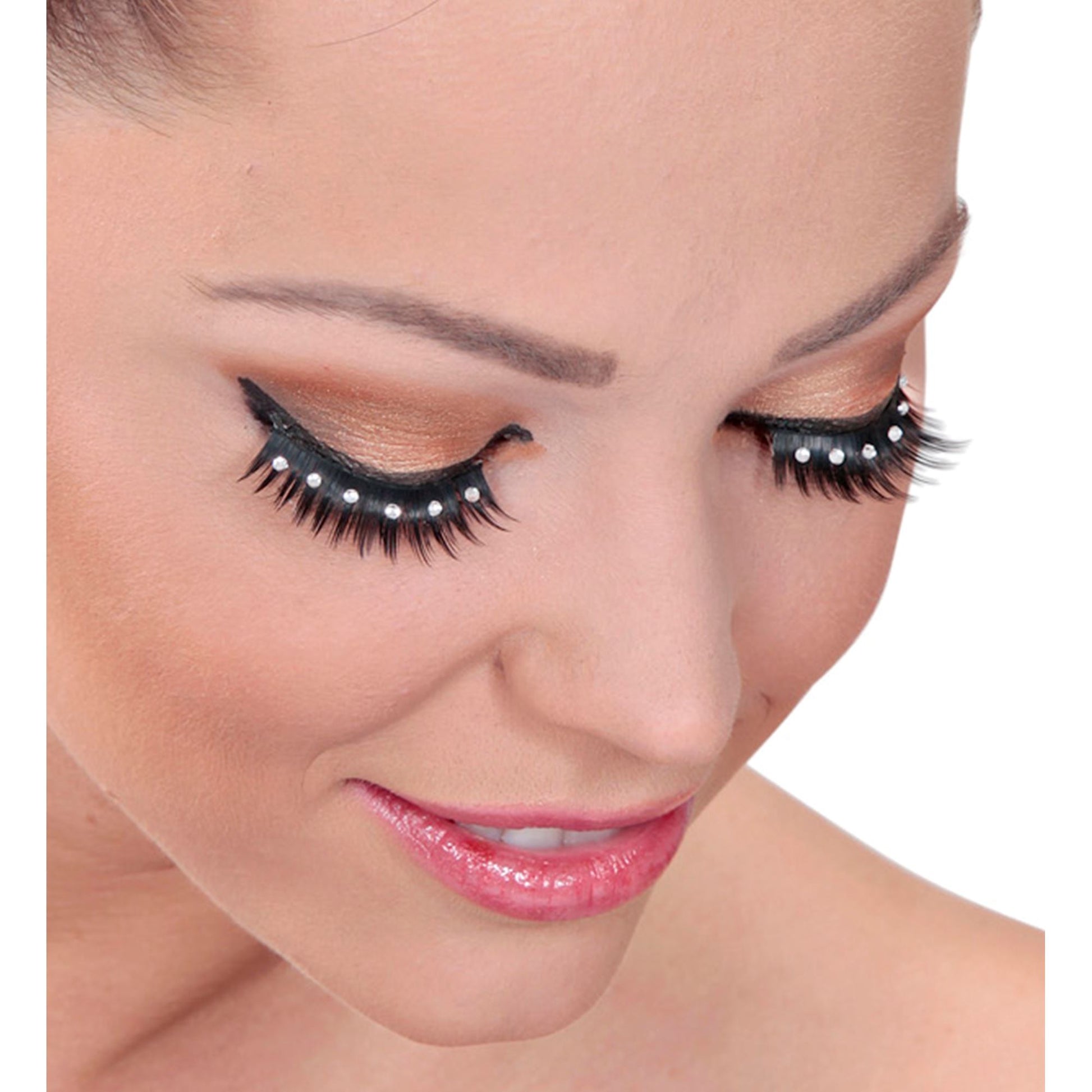 "SPITZ-WIMPERN SCHWARZ MIT STRASS"in Box mit Klebstoff in Glasflasche – Ansicht 3