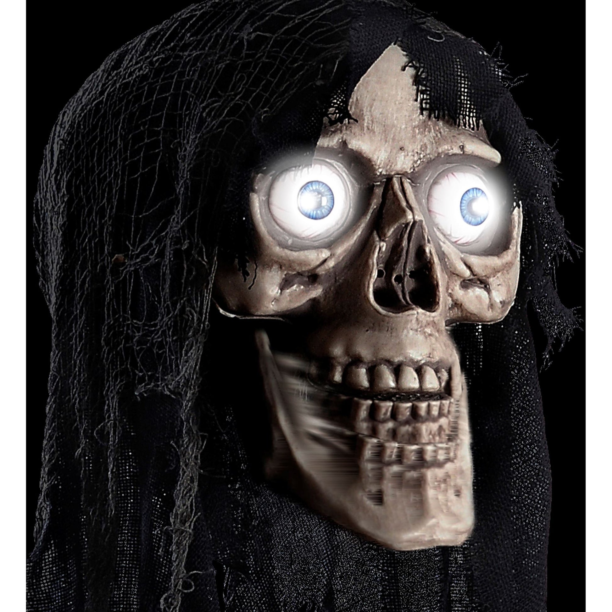 "SPRECHENDER TOTENKOPF MIT BEWEGLICHEM UNTERKIEFER UND LEUCHTENDEN AUGEN" geräuschaktiviert - 70 cm - spricht 3 Reime – Detailansicht