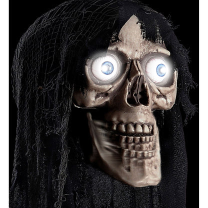 "SPRECHENDER TOTENKOPF MIT BEWEGLICHEM UNTERKIEFER UND LEUCHTENDEN AUGEN" geräuschaktiviert - 70 cm - spricht 3 Reime – Detailansicht