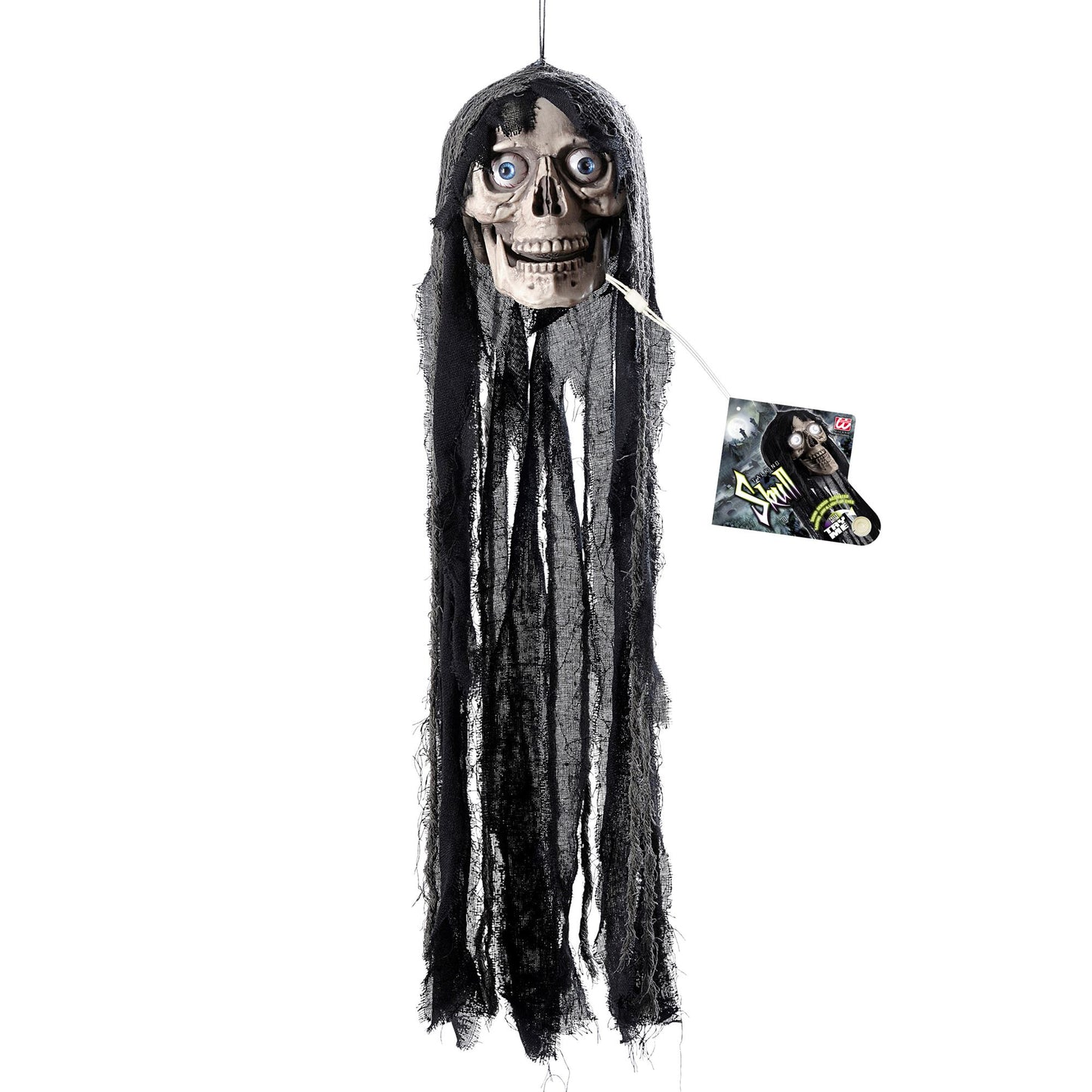 "SPRECHENDER TOTENKOPF MIT BEWEGLICHEM UNTERKIEFER UND LEUCHTENDEN AUGEN" geräuschaktiviert - 70 cm - spricht 3 Reime – Ansicht 4