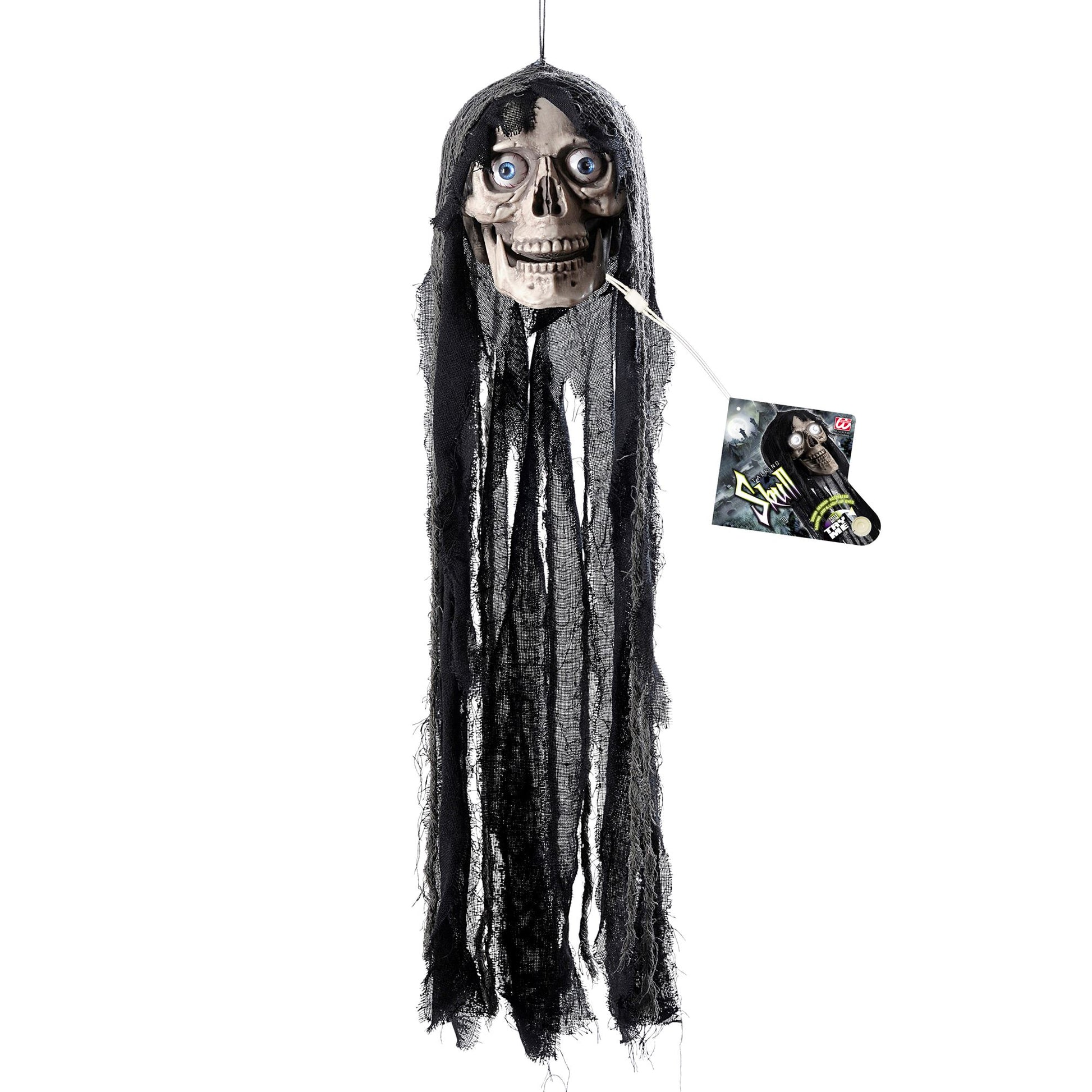 "SPRECHENDER TOTENKOPF MIT BEWEGLICHEM UNTERKIEFER UND LEUCHTENDEN AUGEN" geräuschaktiviert - 70 cm - spricht 3 Reime – Ansicht 4