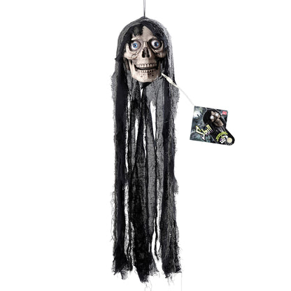 "SPRECHENDER TOTENKOPF MIT BEWEGLICHEM UNTERKIEFER UND LEUCHTENDEN AUGEN" geräuschaktiviert - 70 cm - spricht 3 Reime – Ansicht 4