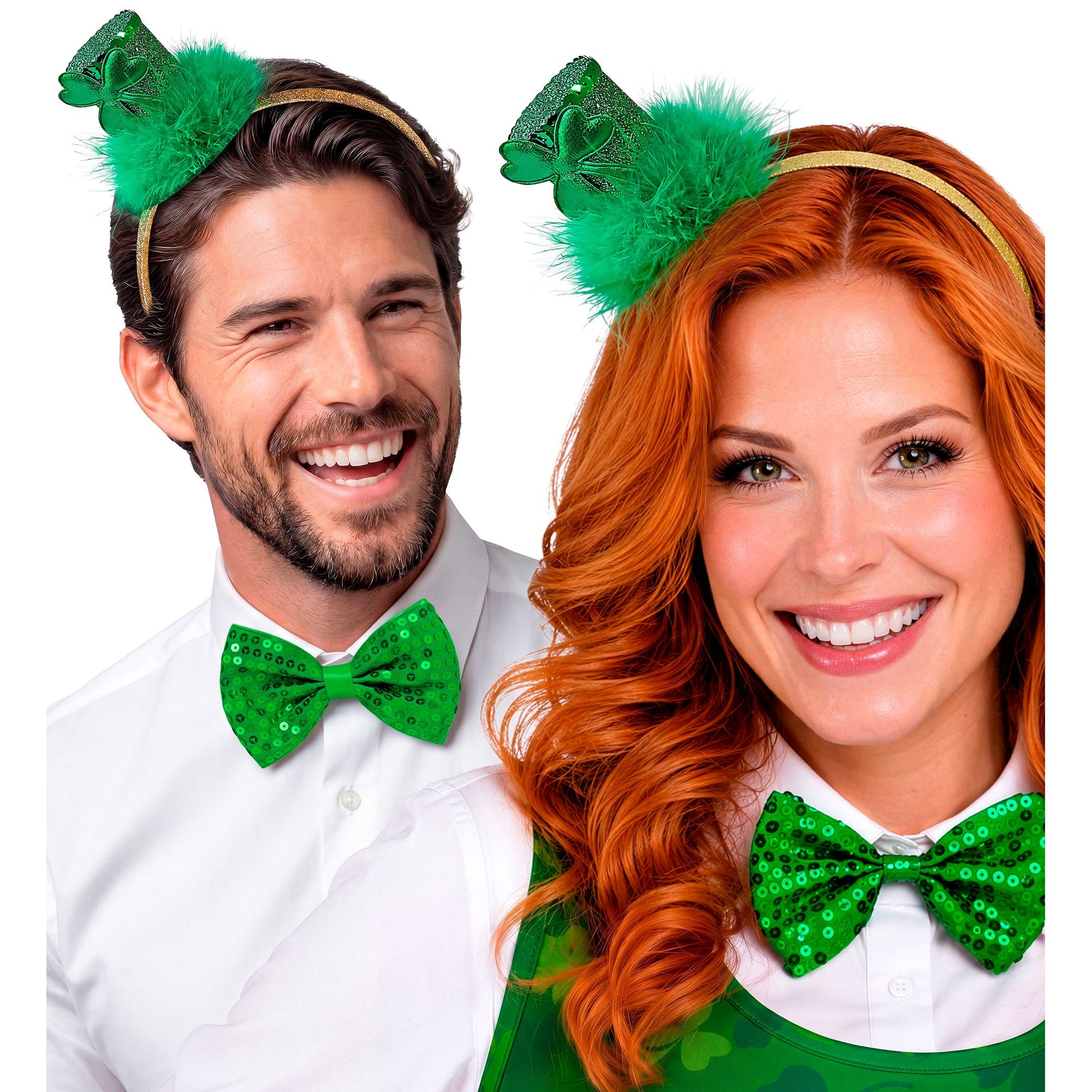 "ST. PATRICK'S DAY MINIZYLINDER MIT KLEEBLATT & MARABOUVERZIERUNG AUF HAARREIF" – Ansicht 3