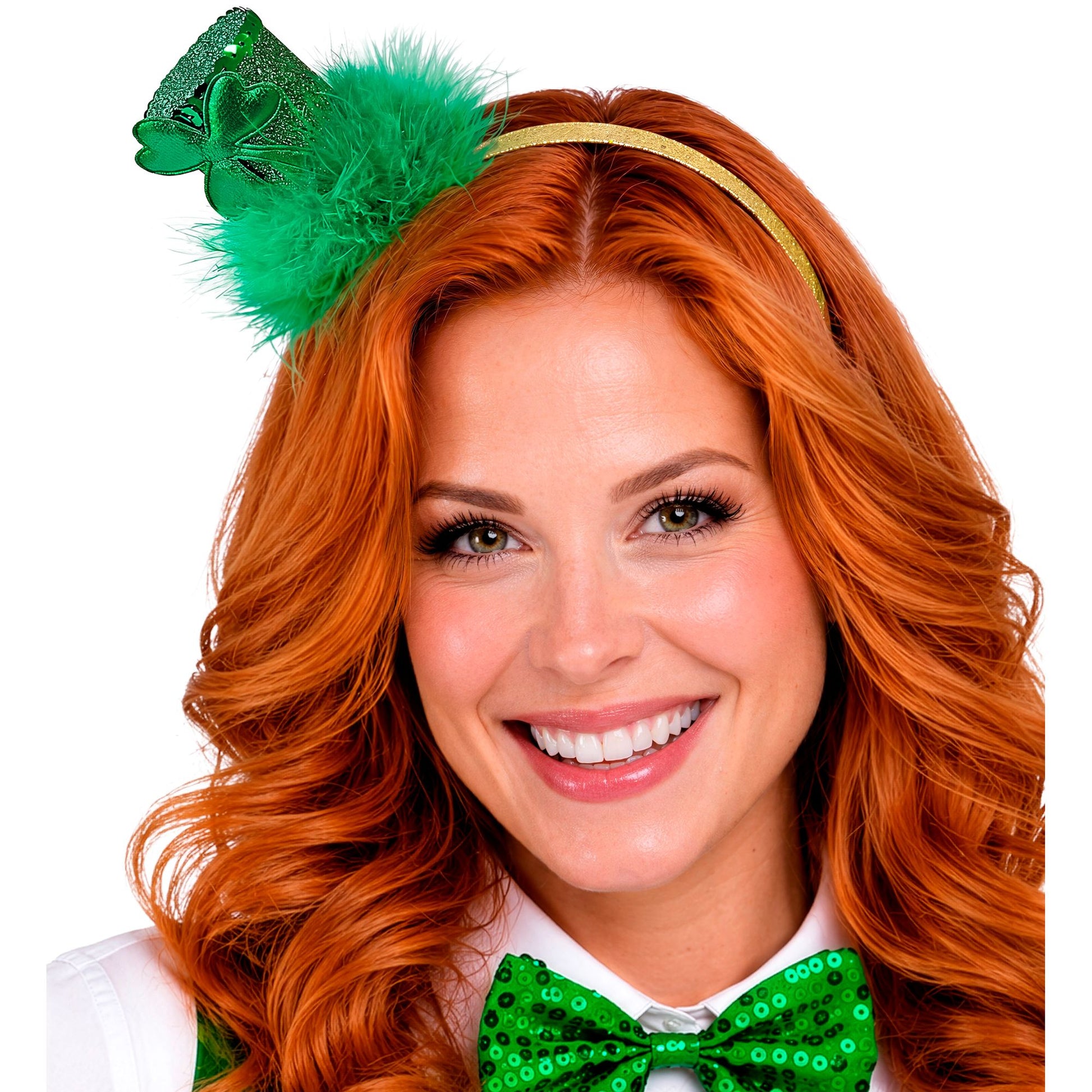 "ST. PATRICK'S DAY MINIZYLINDER MIT KLEEBLATT & MARABOUVERZIERUNG AUF HAARREIF" – Ansicht 4