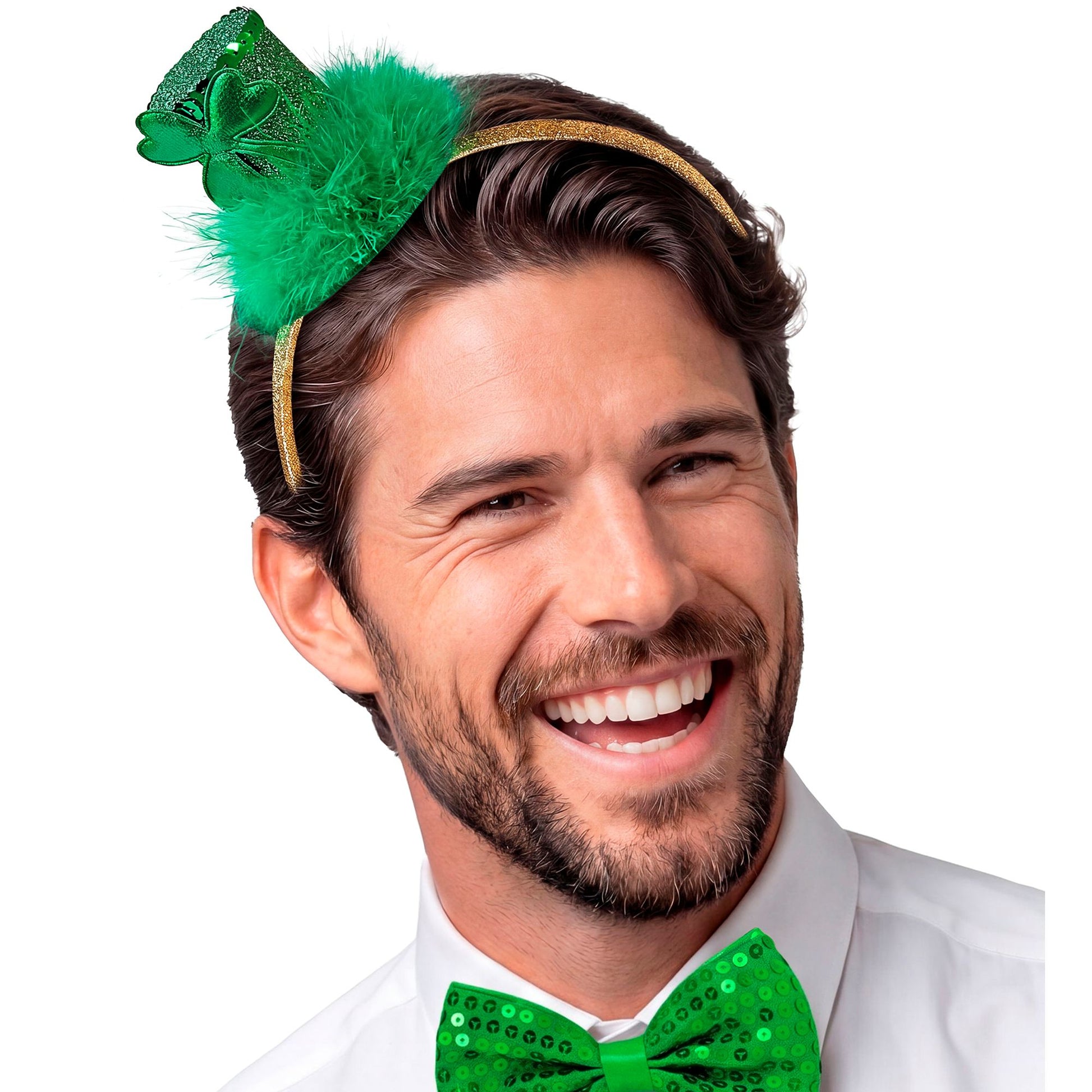 "ST. PATRICK'S DAY MINIZYLINDER MIT KLEEBLATT & MARABOUVERZIERUNG AUF HAARREIF" – Ansicht 5