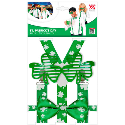 "ST. PATRICK'S DAY SET" (Brille, Hosenträger, Fliege) – Detailansicht