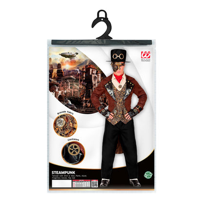 "STEAMPUNK" (Frack mit Hemd und Weste, Hose, Ascot, fingerlose Handschuhe, Zylinder) – Ansicht 5
