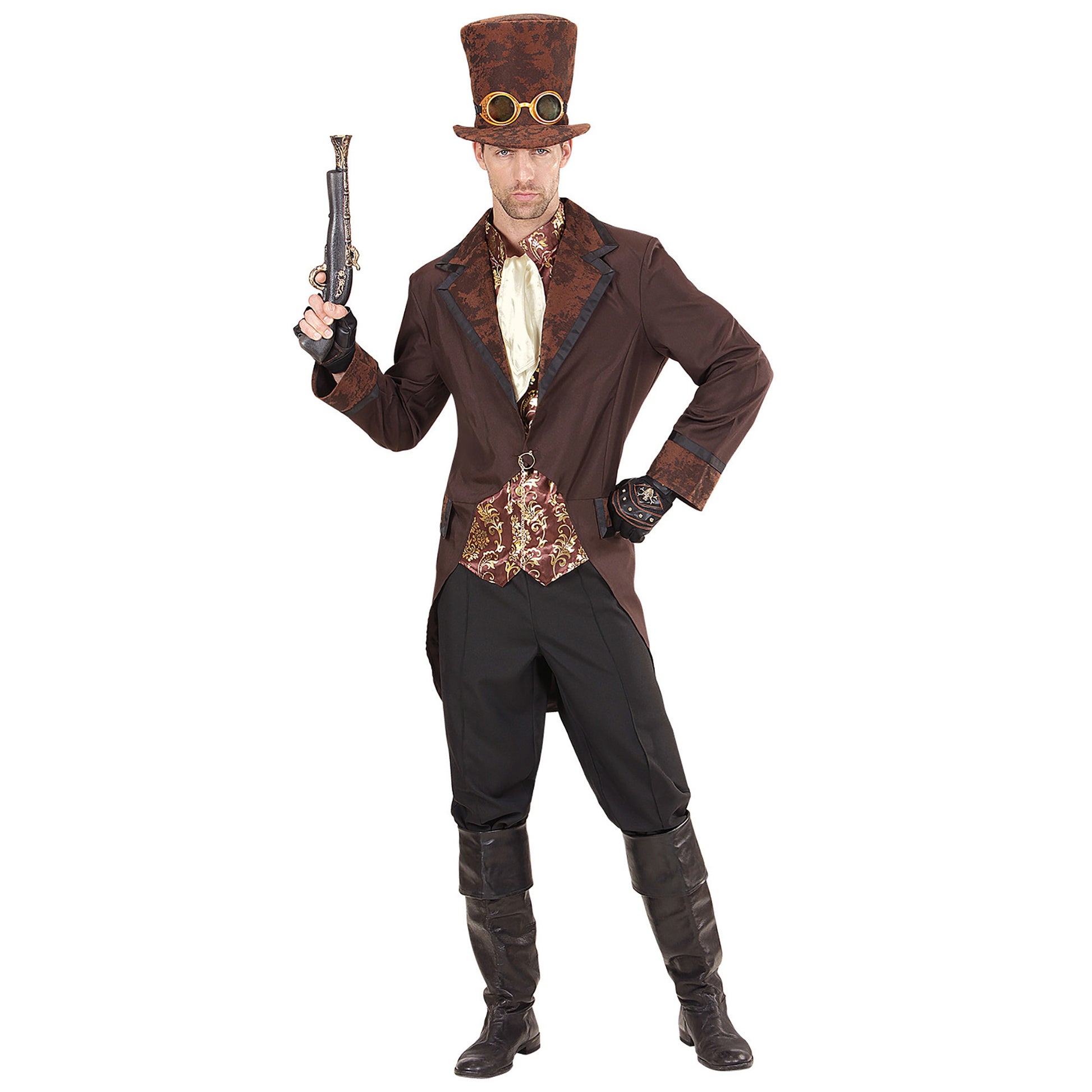 "STEAMPUNK" (Frack mit Weste, Jabot, Hut) – Vorderansicht