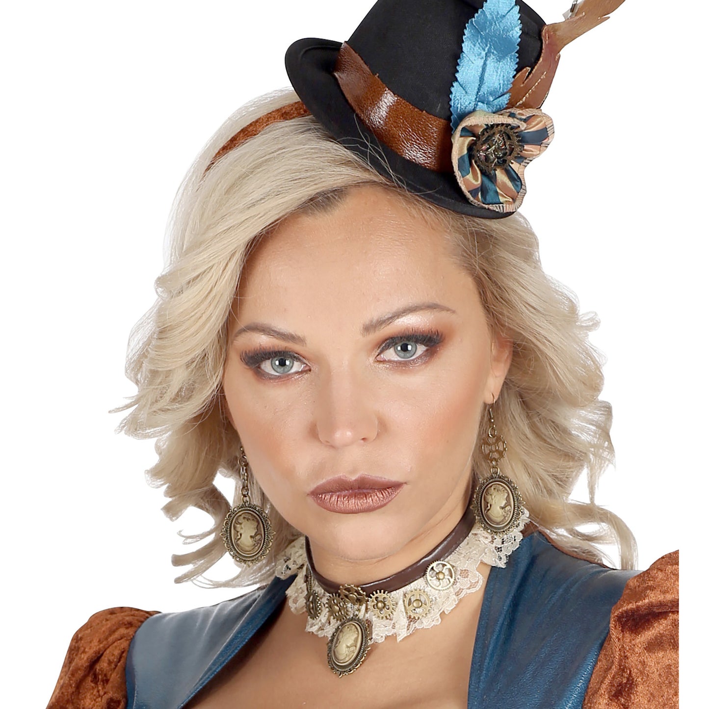 "STEAMPUNK HALSBAND AUS SPITZE & KAMEE-RELIEF OHRRINGE" – Ansicht 4