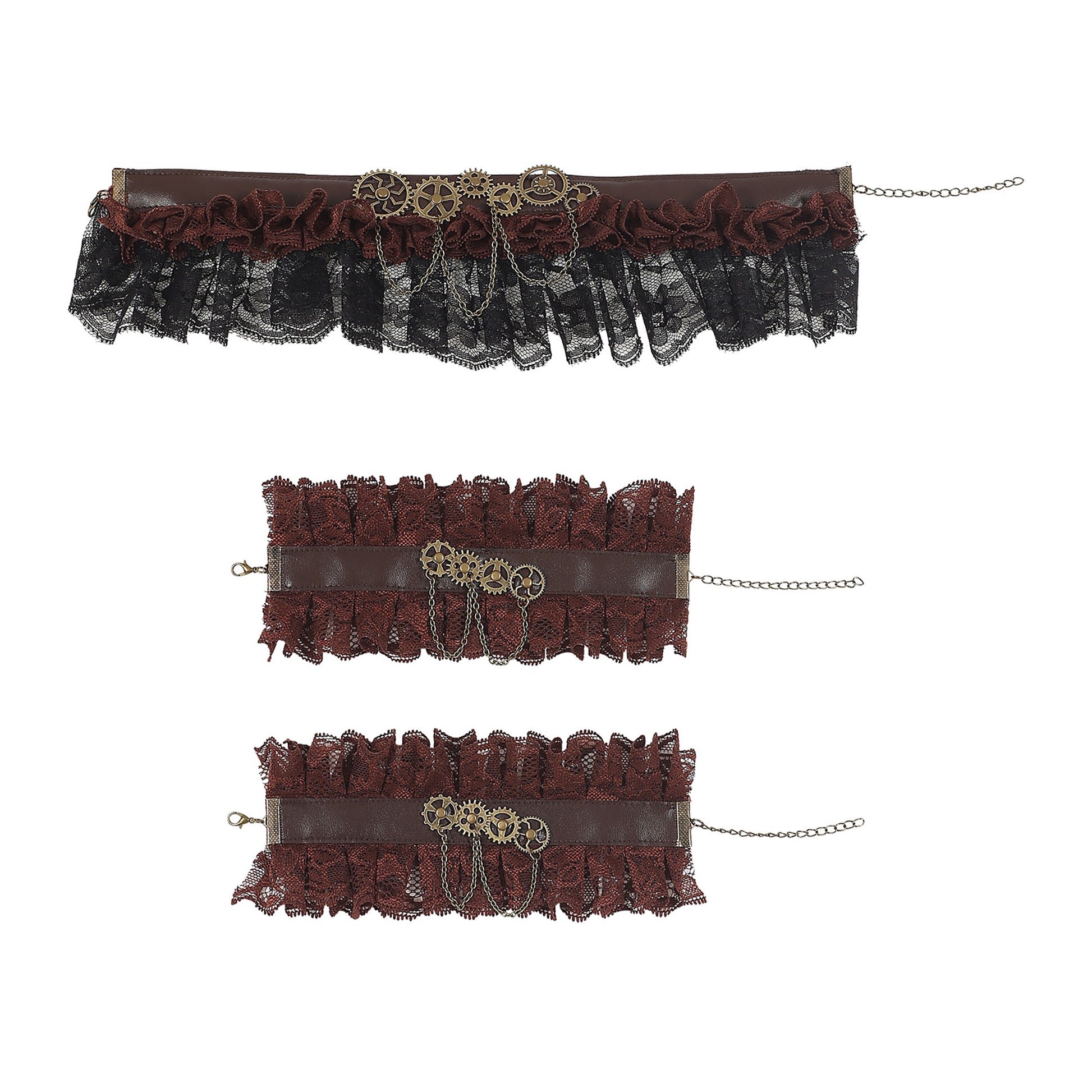 "STEAMPUNK HALSBAND & MANSCHETTEN AUS SPITZE" – Detailansicht