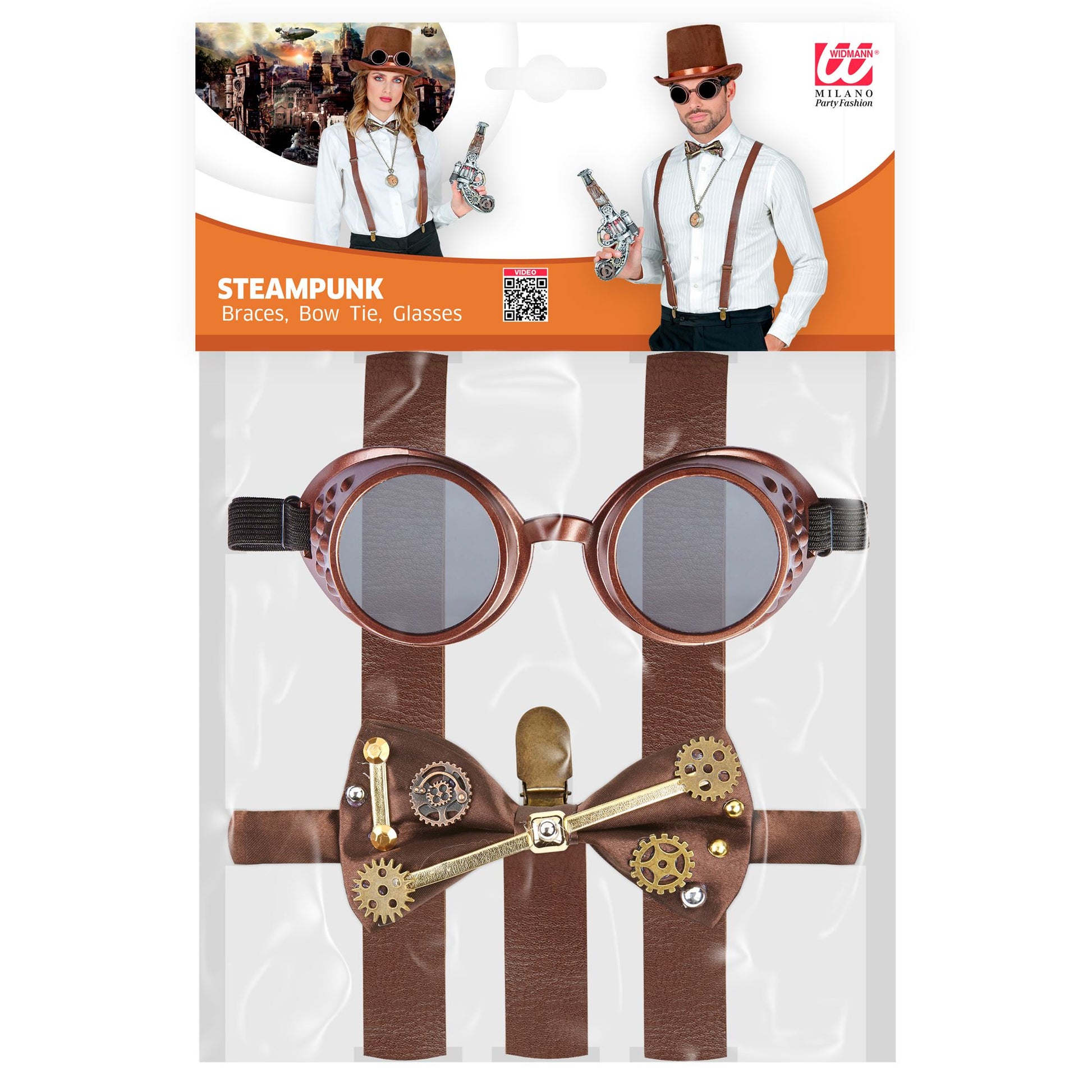 "STEAMPUNK" (Hosenträger, Fliege, Brille) – Detailansicht