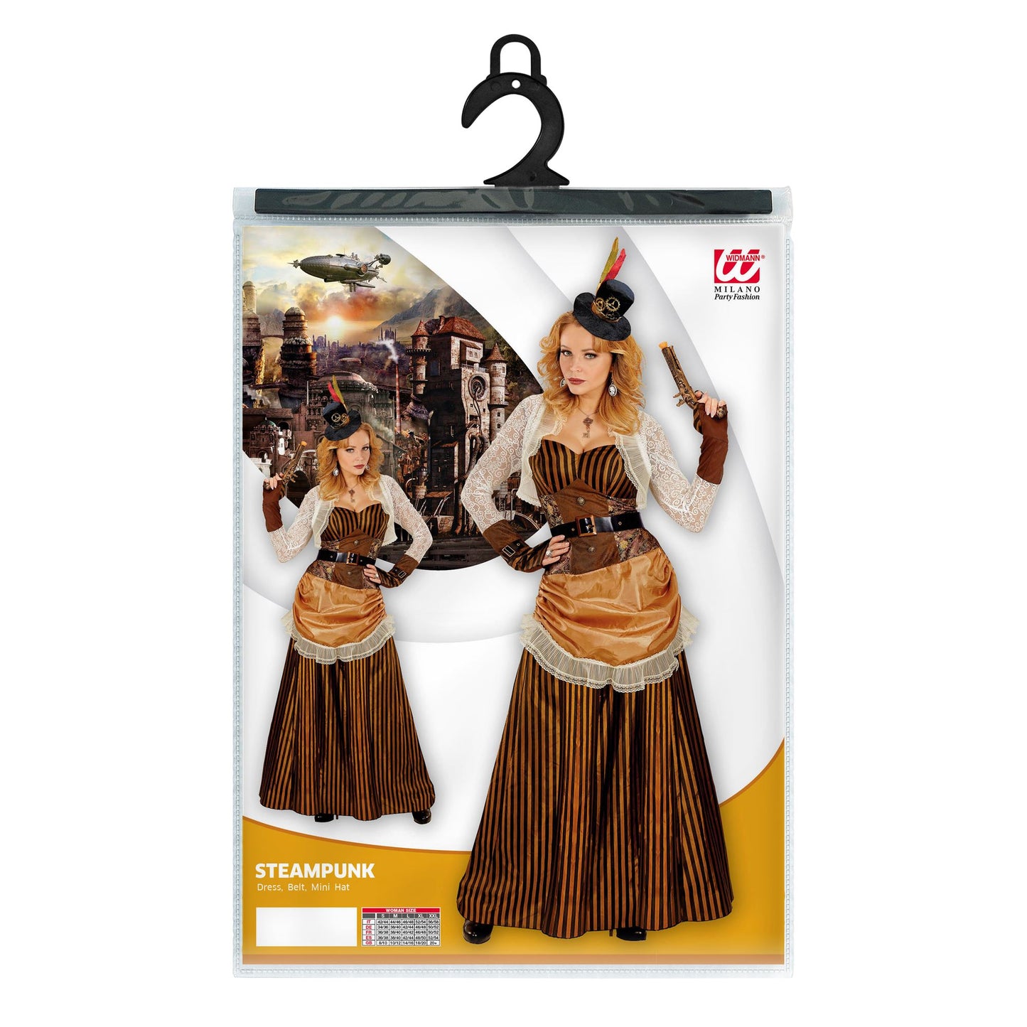 "STEAMPUNK" (Kleid, Gürtel, Minihut) – Detailansicht
