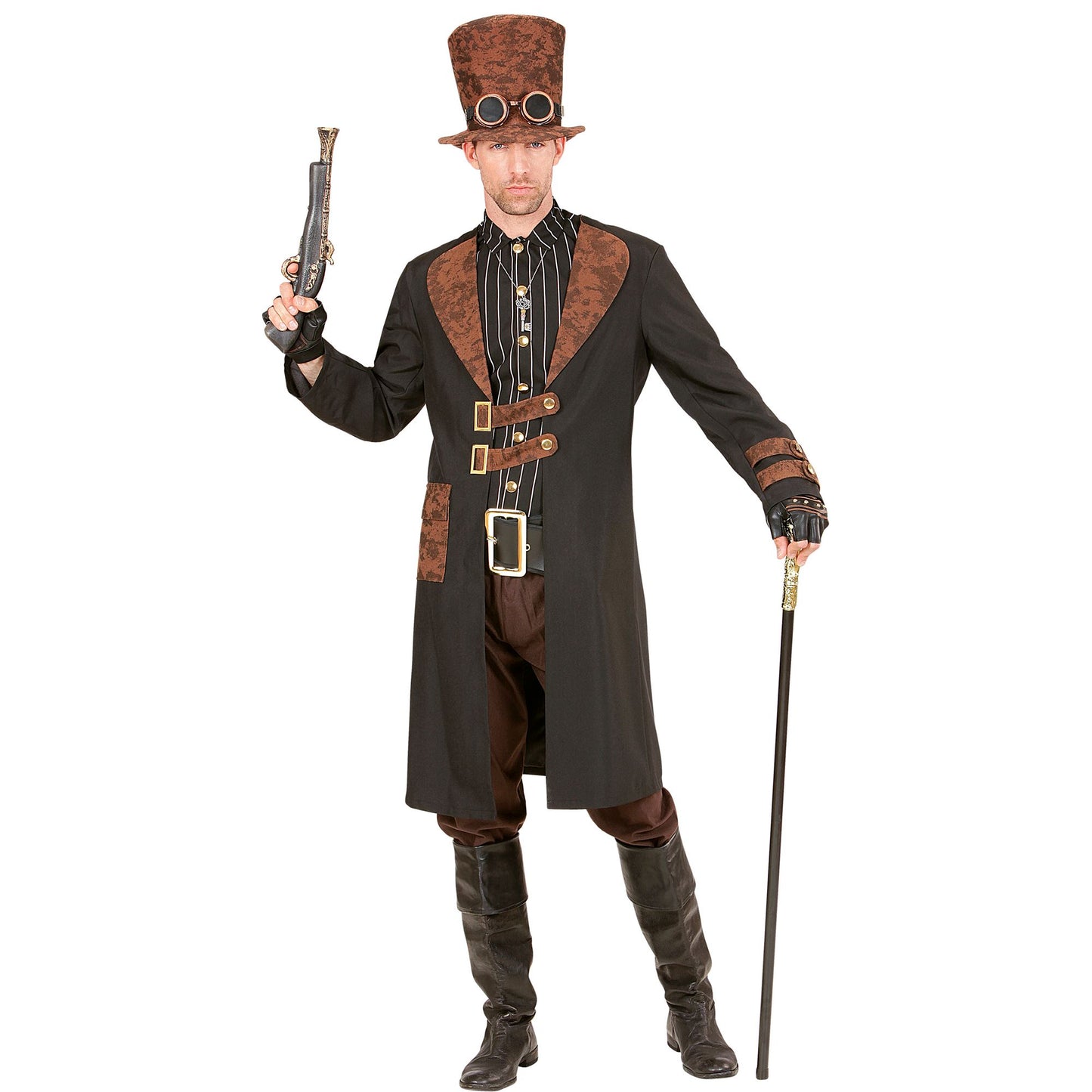 "STEAMPUNK" (Mantel mit Hemd, Hut) – Vorderansicht