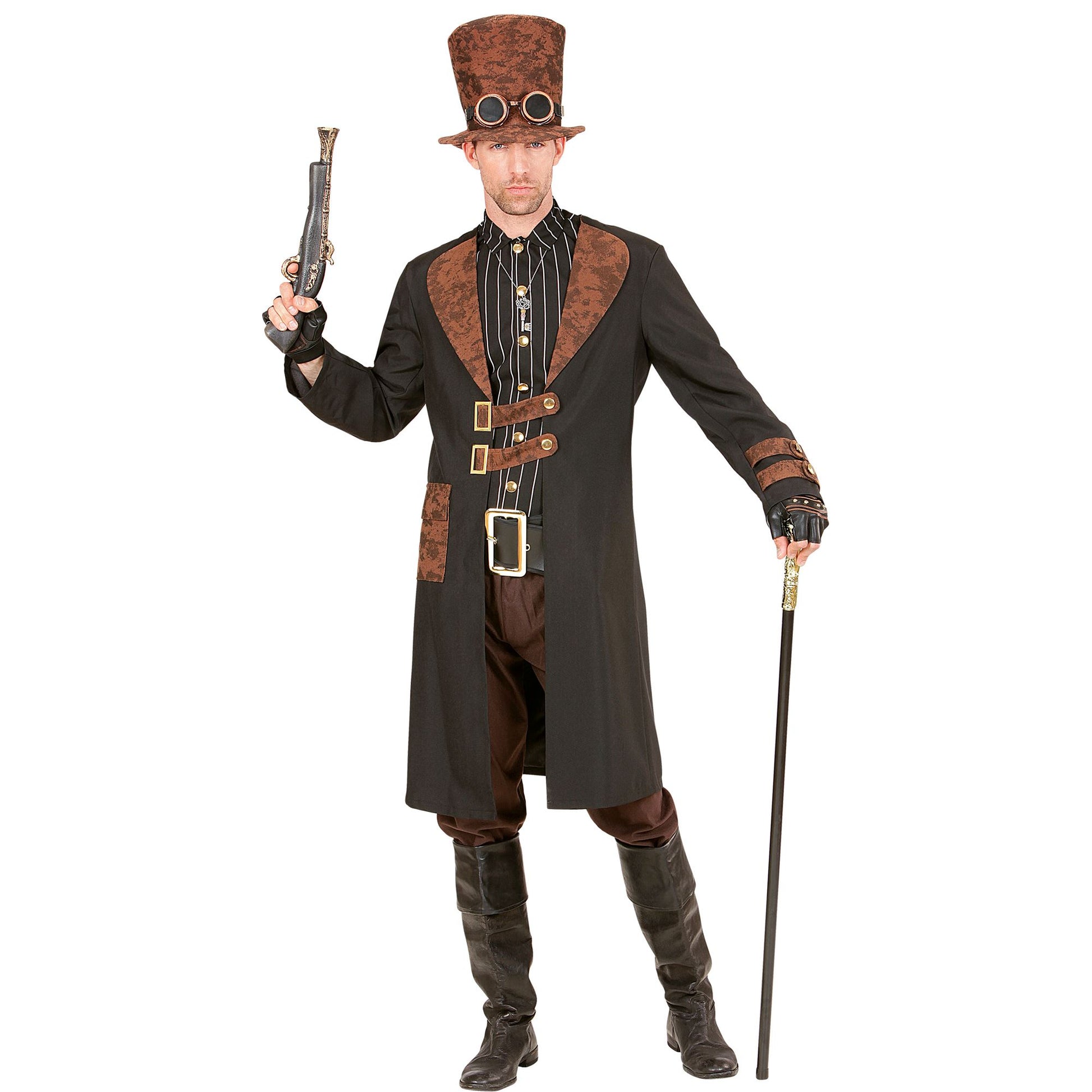 "STEAMPUNK" (Mantel mit Hemd, Hut) – Vorderansicht