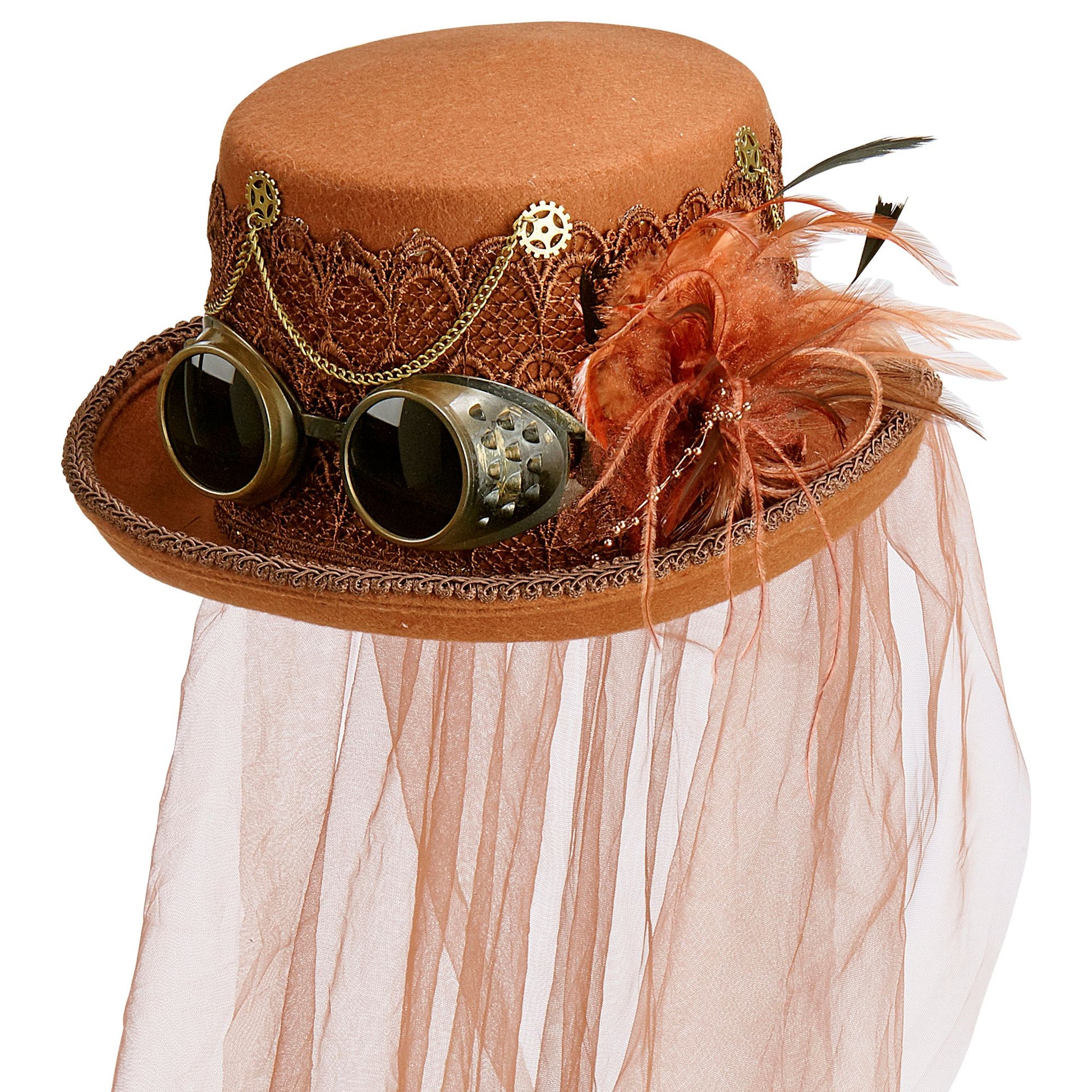 "STEAMPUNK ZYLINDER AUS FILZ" 14 cm – Vorderansicht