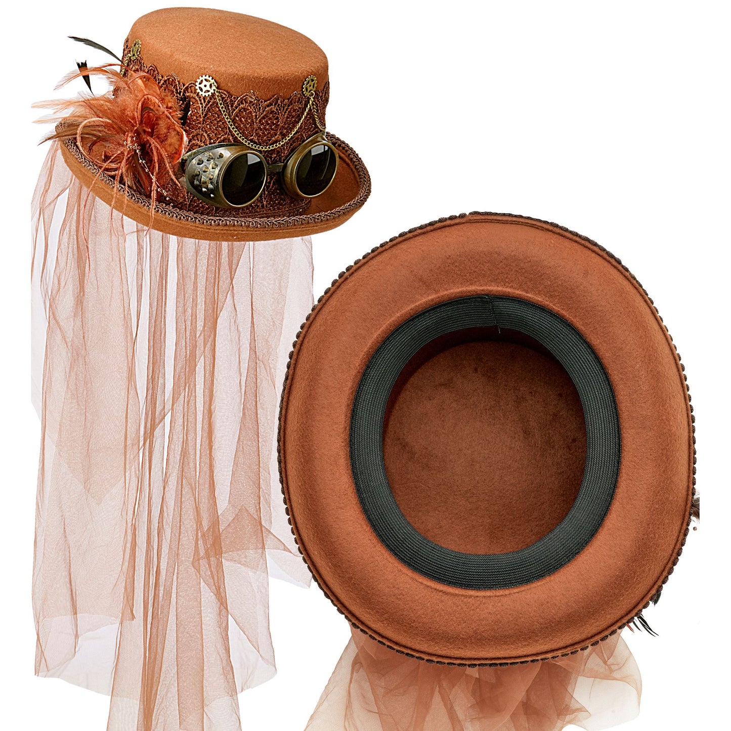 "STEAMPUNK ZYLINDER AUS FILZ" 14 cm – Ansicht 3