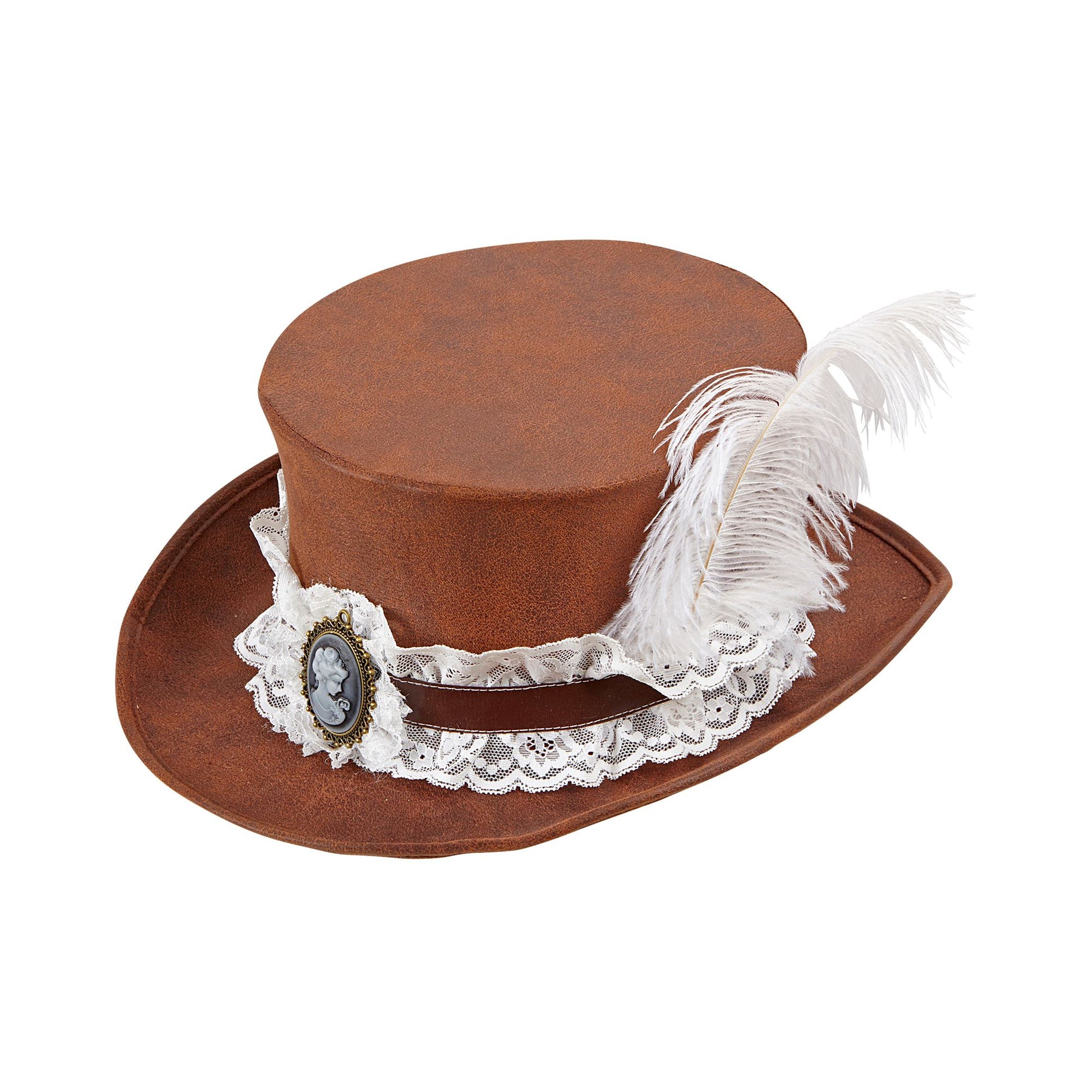 "STEAMPUNK ZYLINDER IN ANTIKLEDEROPTIK" 12 cm – Vorderansicht