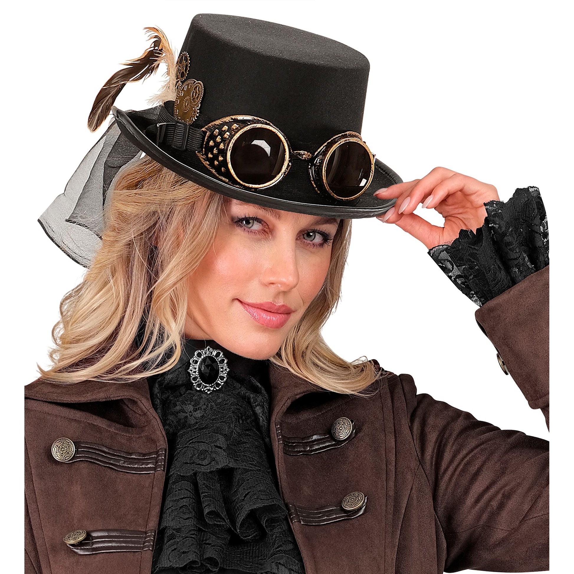 "STEAMPUNK ZYLINDER MIT BRILLE UND ZAHNRAD DEKO" 12 cm – Ansicht 3