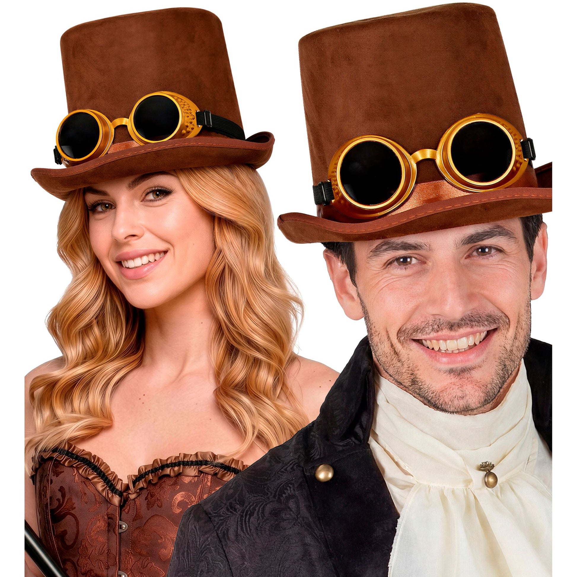 "STEAMPUNK ZYLINDER MIT BRILLE WOLLFILZOPTIK" 15 cm – Ansicht 3