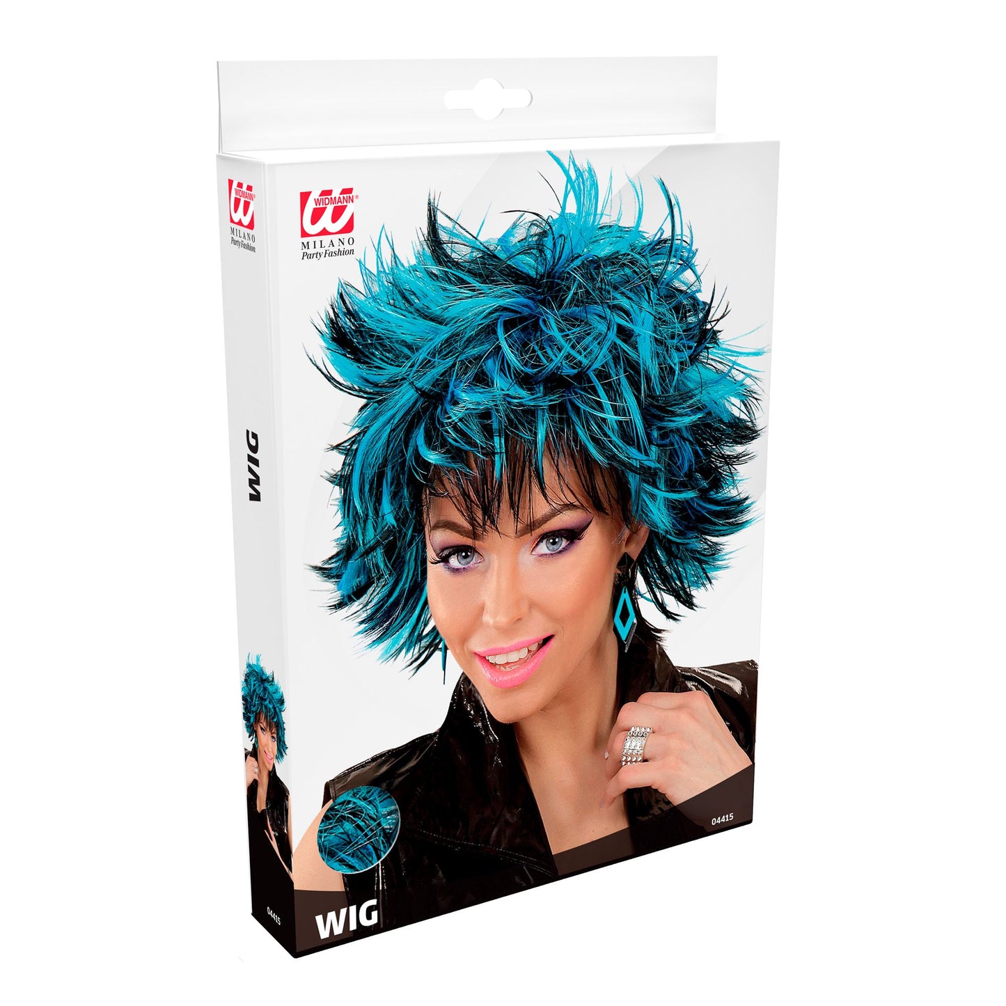 "STEAMY PERÜCKE SCHWARZ-BLAU" in Box – Detailansicht