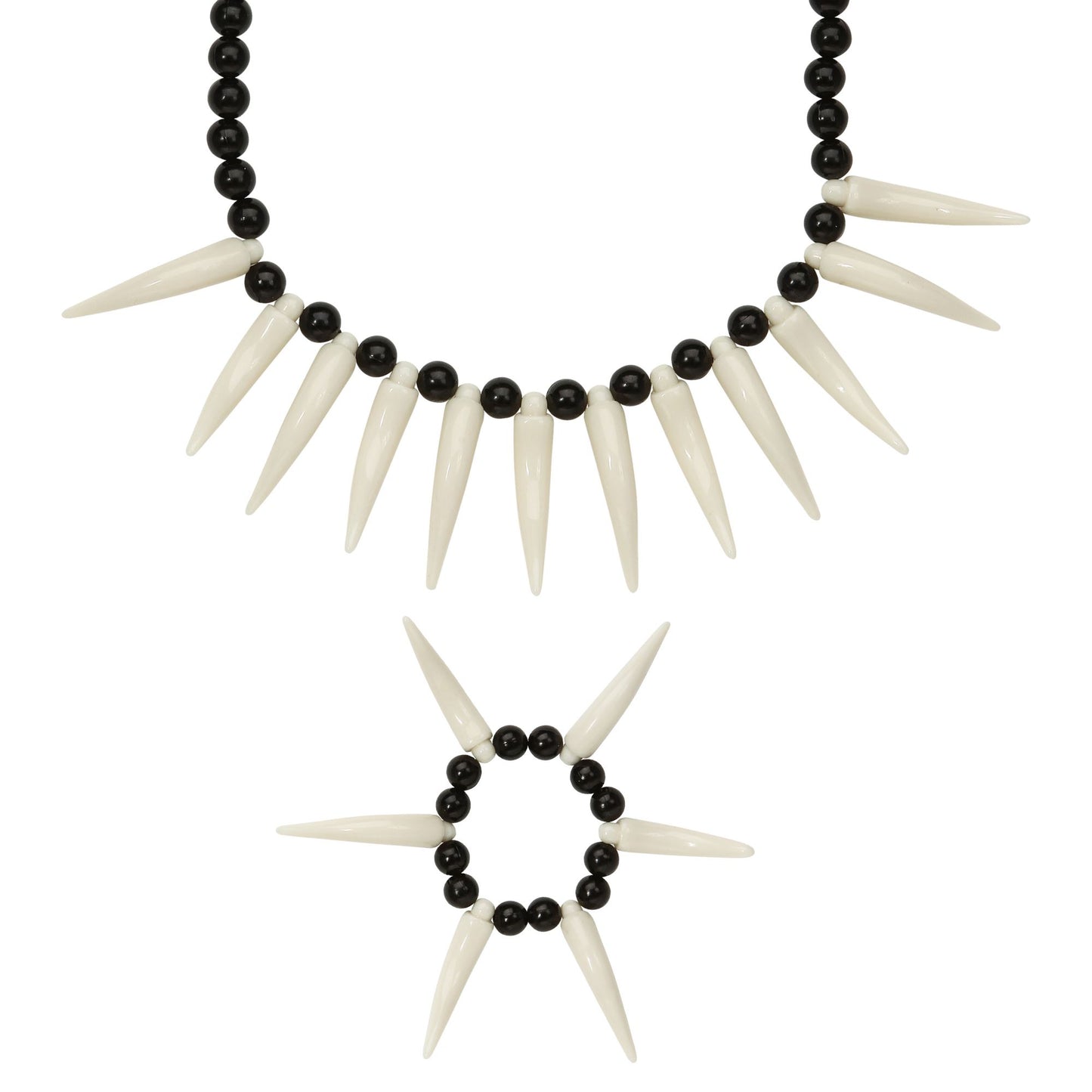 "STEINZEITMENSCHENSET" (Kette, Armband) – Vorderansicht